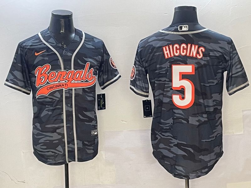 Men Cincinnati Bengals #5 Hiccins Camo Joint Name 2025 Nike Limited NFL Jersey style 1